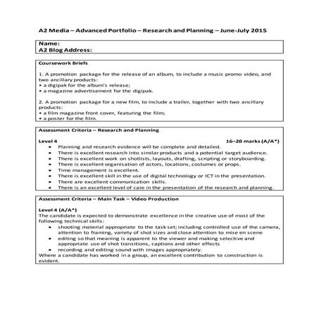 A2 media summer 2015 booklet revised