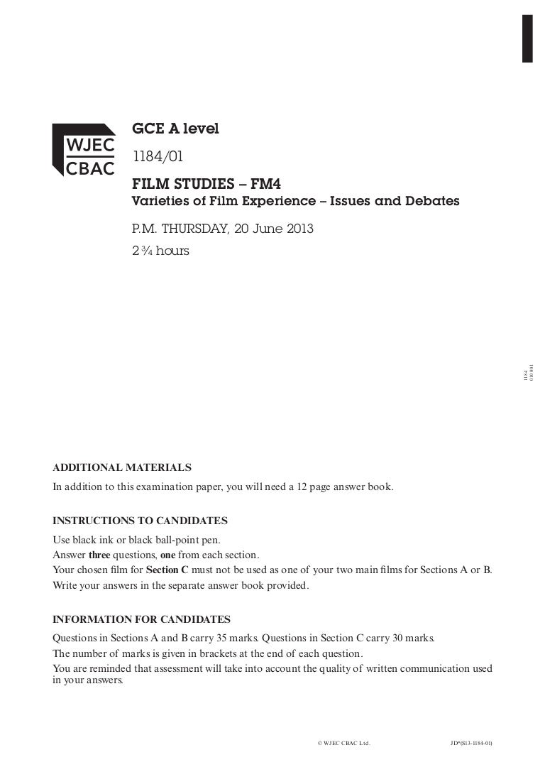 A2 Past Paper Easter Homework