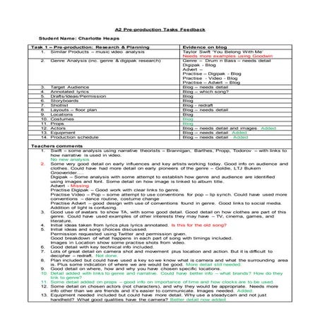 Pre Production Feedback Docx