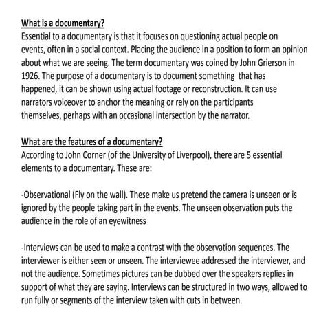 A2 what is a documentary