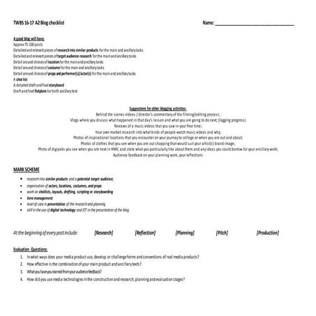 A2 whole blog checklist final