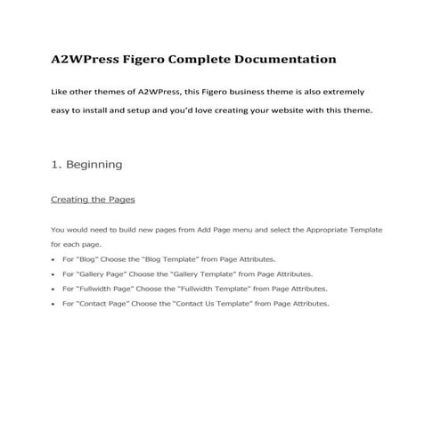 A2WPress Figero Theme Documentation