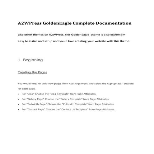 A2WPress GoldenEagle Theme Documentation