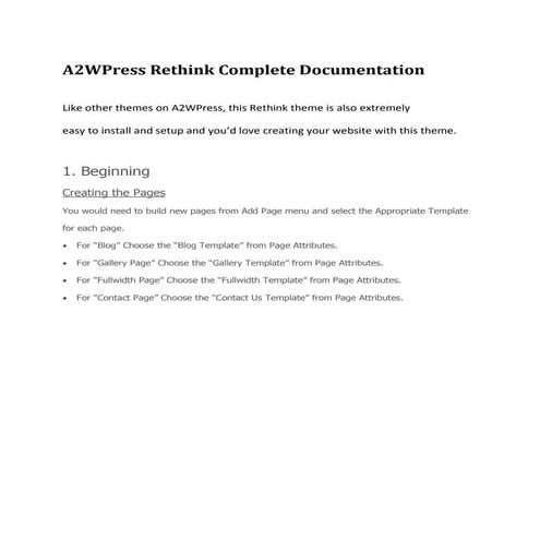 A2WPress Rethink Theme Documentation