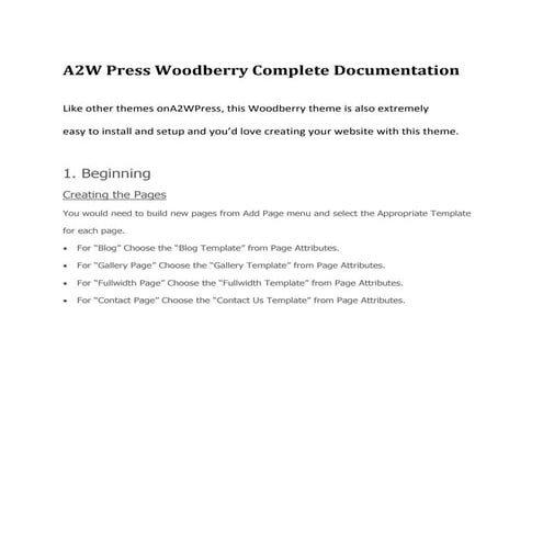 A2WPress Woodberry Theme Documentation
