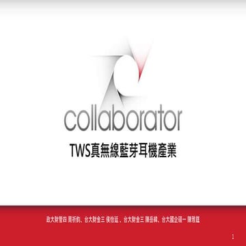 產業：TWS真無線藍芽耳機