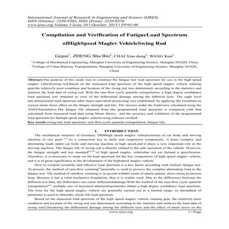 Compilation and Verification of FatigueLoad Spectrum ofHighSpeed Maglev Vehic...
