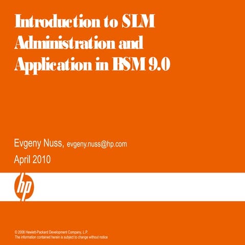 BSM 9.0_SLM Administration and Application introduction