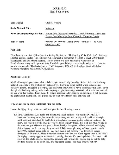 Social Media Diary & Analysis. Chel...