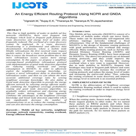 An Energy Efficient Routing Protocol Using NCPR and GNDA Algorithms