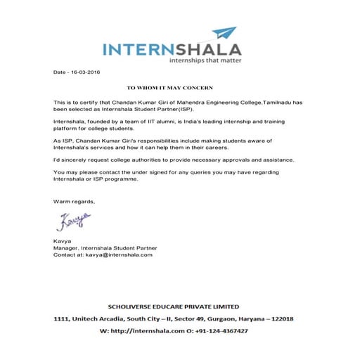 Internshala-Letterhead | PDF