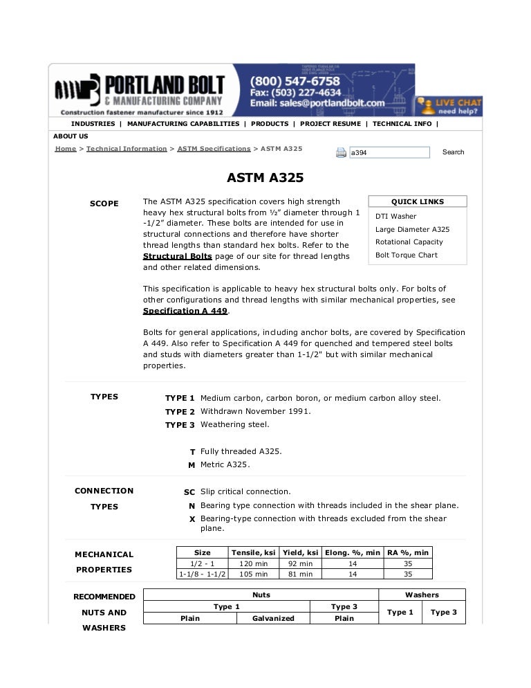 A325 Galvanized Bolt Torque Chart