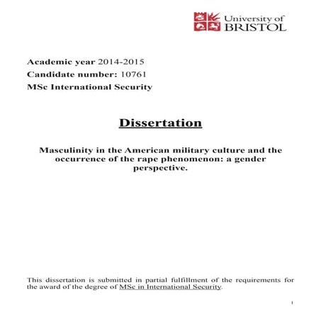 Masculinity in the American military culture and the occurrence of the rape p...