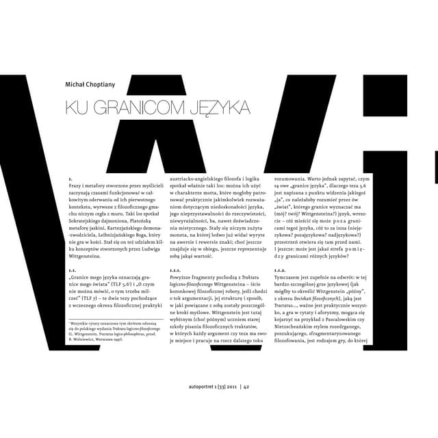 Michał Choptiany, Ku granicom języka