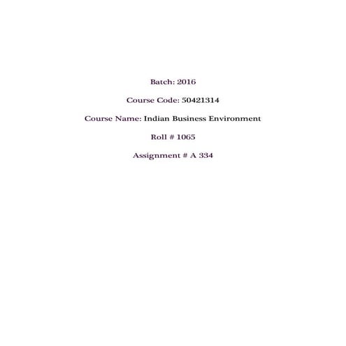 INDIAN BUSINESS ENVIRONMENT