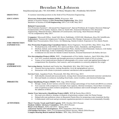 Resume-Fall 2016 | PDF