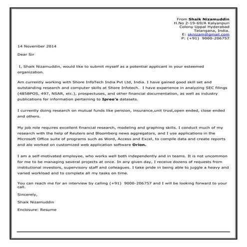 Shaik Nizamuddin Profile - Financial Research