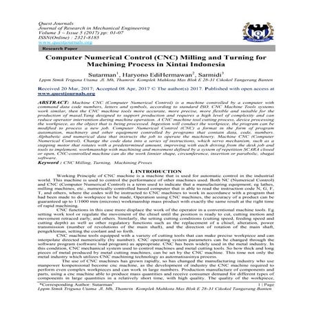 Computer Numerical Control (CNC) Milling and Turning for Machining Process in...
