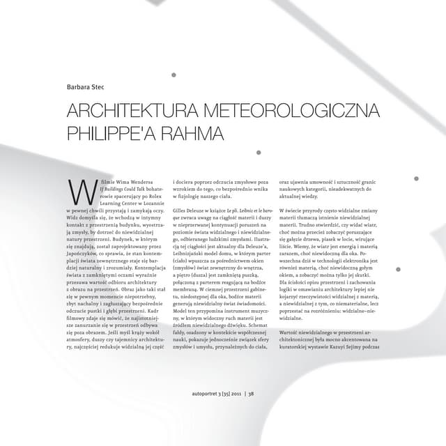 Barbara Stec, Architektura meteorologiczna Philippe'a Rahma