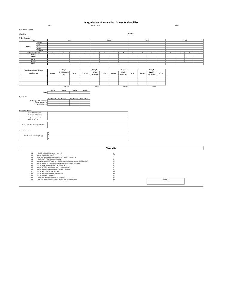 35+ <strong>Checklist Templates</strong> - Free Sample, Example, Format ... Negotiation planning template