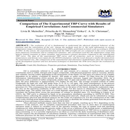Comparison of The Experimental TBP Curve with Results of Empirical ...