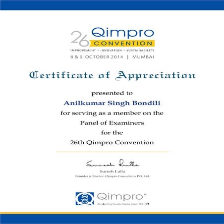 26QC - Examiner - Anilkumar Singh Bondili