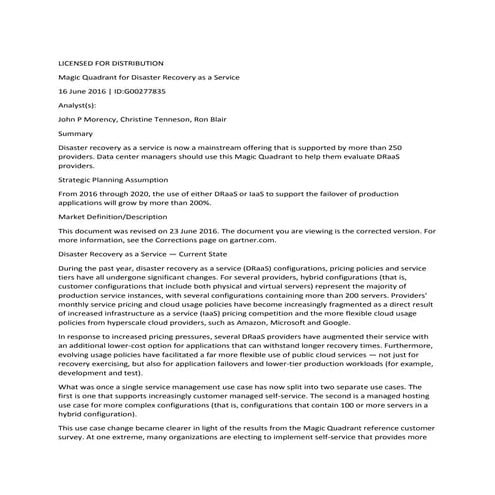 DRaaS_Gartner Report 07 16