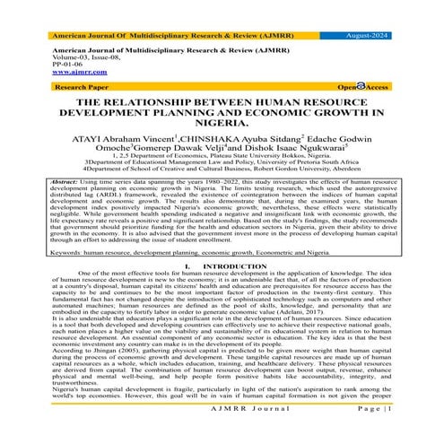 American Journal of Multidisciplinary Research and Review