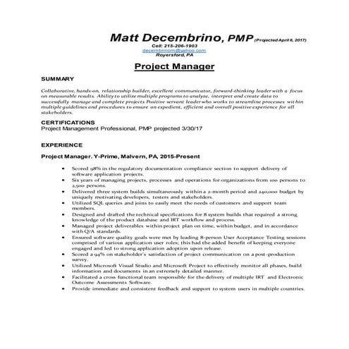 Matt Decembrino CV 2.16.17