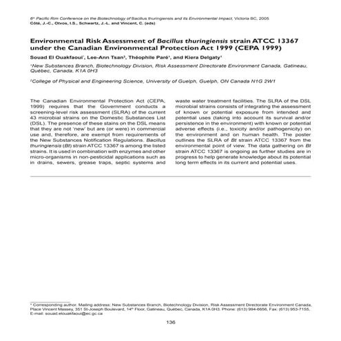 Bacillus Thuringiensis