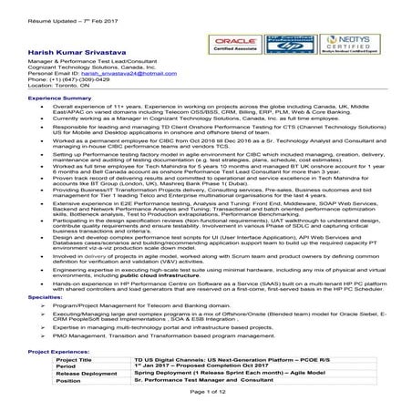 Harish Srivastava -Resume