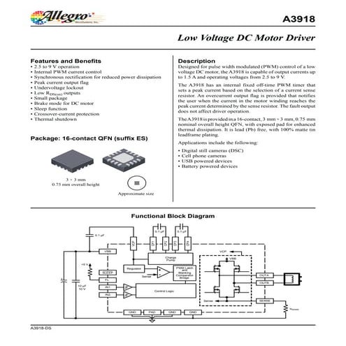 A3918 low voltage dc motor driver allegro   datasheet[1]