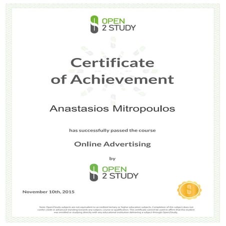 ONLINE ADVERTISING - OPEN2STUDY | PDF