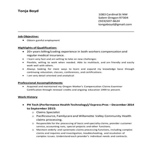 tonja boyd resume