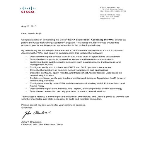 Cisco Letters Of Merit
