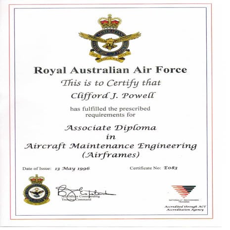 RAAF Associate Diploma Cert No E083 | PDF