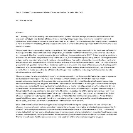 2012 EDITH COWAN UNIVERSITY FORMULA SAE design report V4 | DOCX