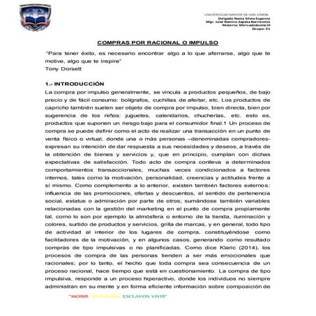 Compras racional o impulso | DOCX