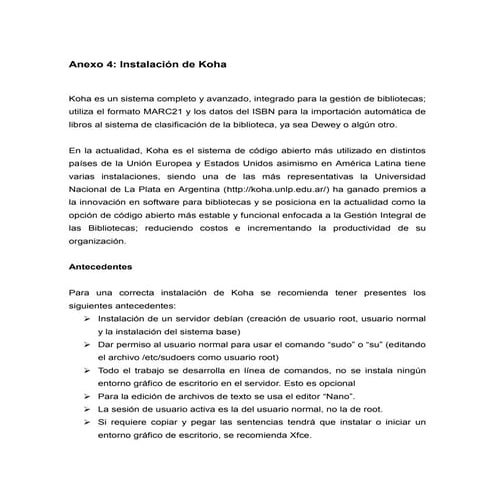 A4   instalación de koha