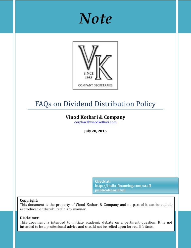 FAQs Dividend Distribution Policy