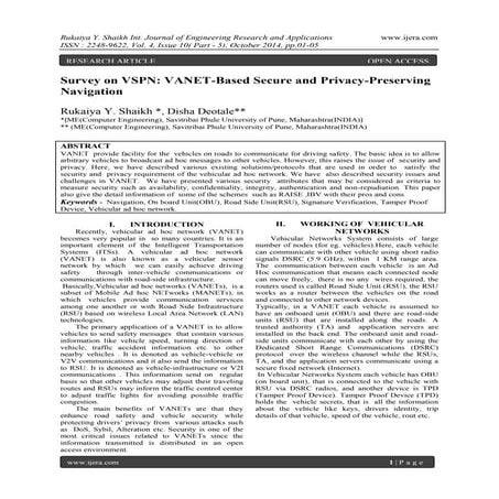 Survey on VSPN: VANET-Based Secure and Privacy-Preserving Navigation