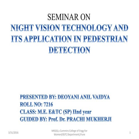 Night vision technology in cars (automotives) | PPTX