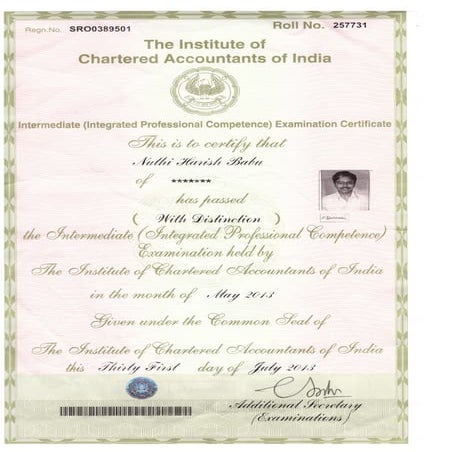 CA INTER PASS CERTIFICATE