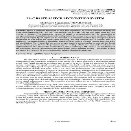 PSoC BASED SPEECH RECOGNITION SYSTEM
