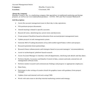 Account Management Intern