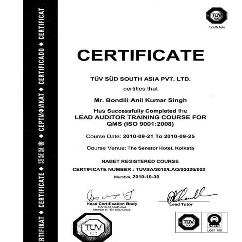 Lead auditor Certificate 