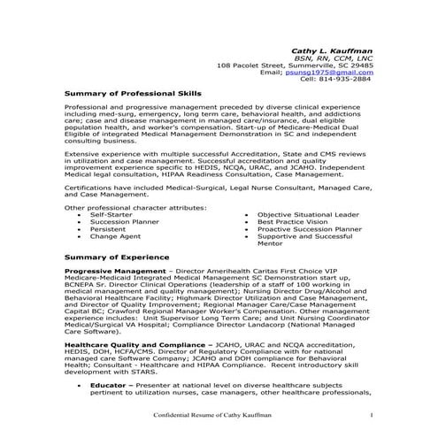 RESUME cathy's Resume  1-1-17