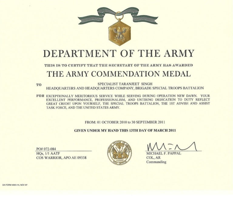 22 certificate of commendation template us army arcom vrogue co