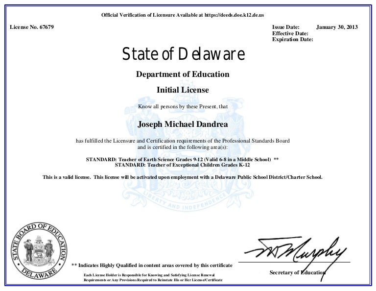 DE Teaching License