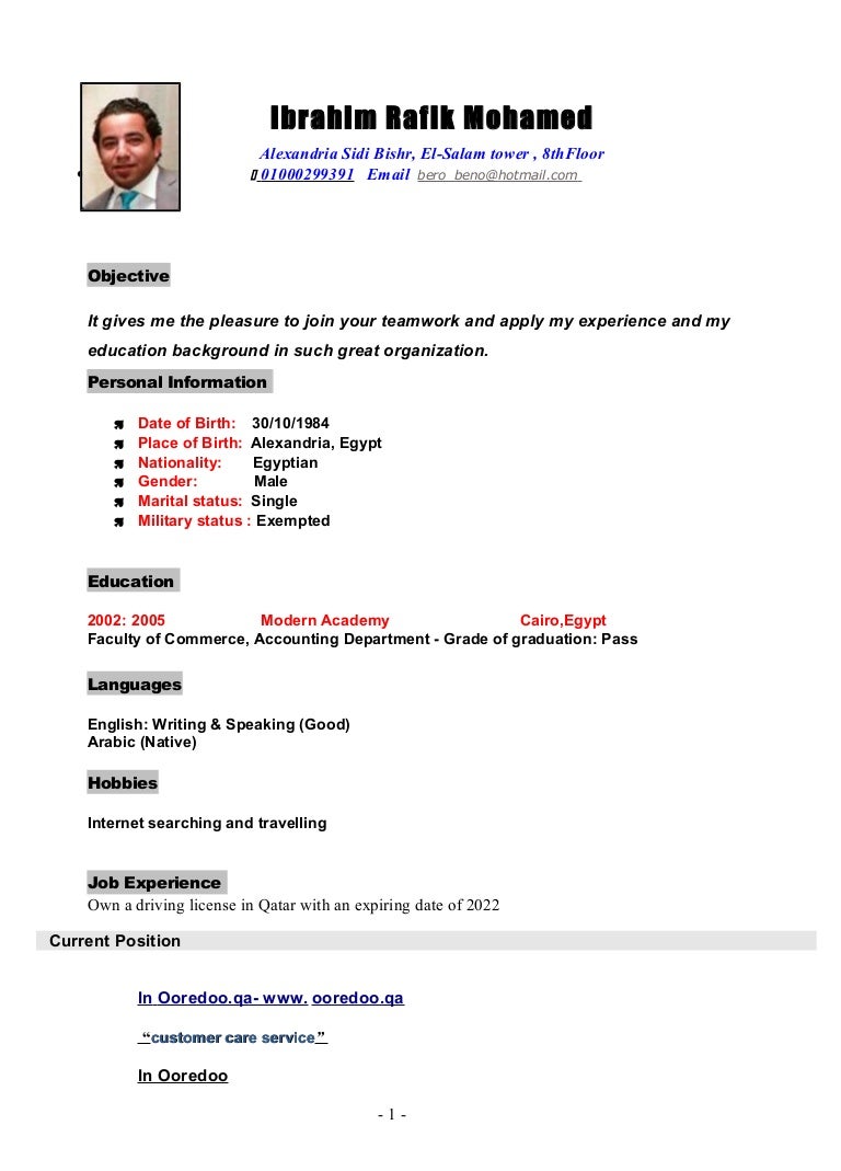 Ibrahim Rafik Mohamed Cv ibrahim rafik mohamed cv